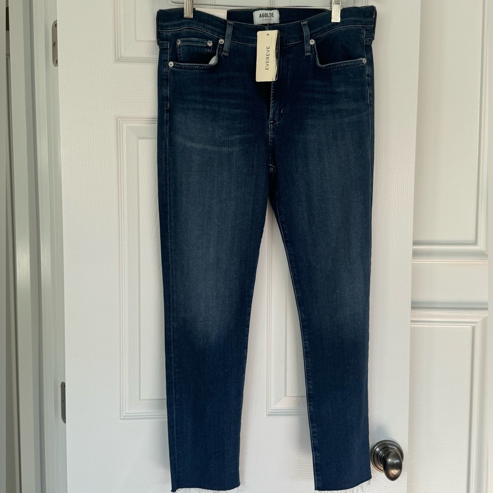 New Agolde Sophie Ankle Skinny Jeans - Dark Wash/Raw Hem - Size 31